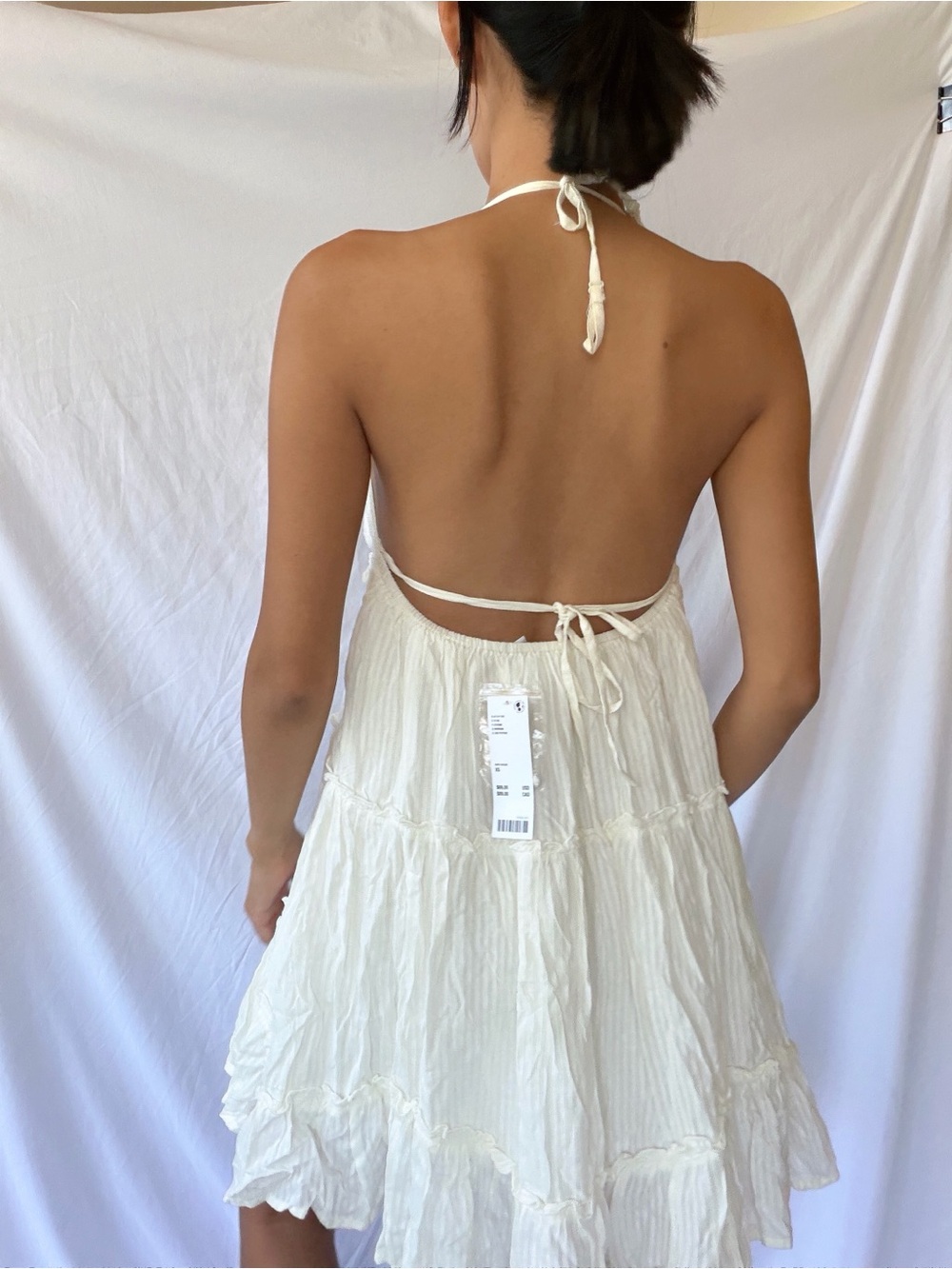 NWT Urban Outfitters Cream Tiered Open-Back Babydoll Sundress XS - Picture 7 of 11